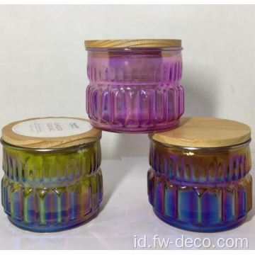 Plating Glass Glass Candle Stoples set dengan tutupnya